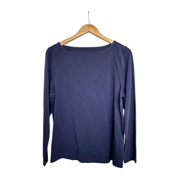 Soft Surroundings Women's Navy Boat Neck Long Sleeve Tunic Tee Shirt Size Large - Picture 6 of 9